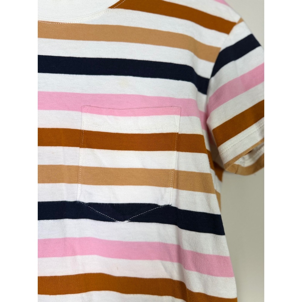 Madewell Womens XS Striped Pocket Tee Pink Brown Navy Crew Neck Short Sleeve Top - Picture 4 of 9